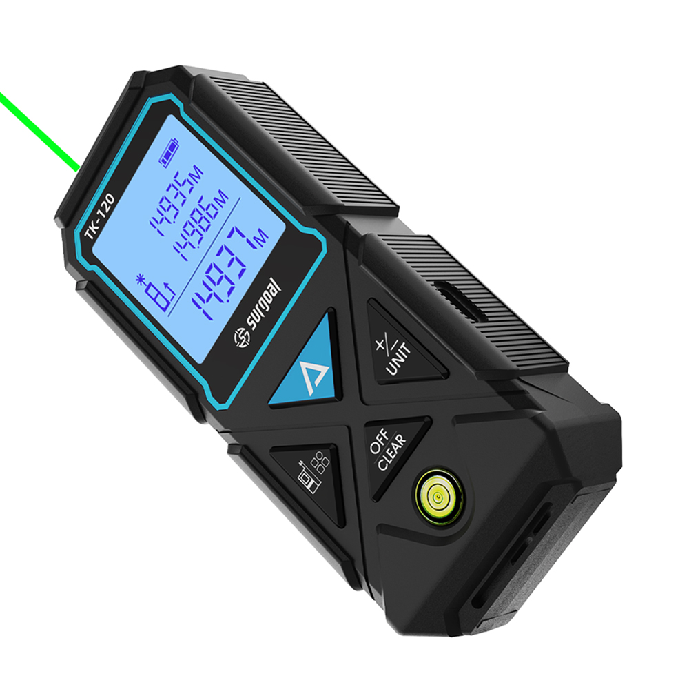 Laser Distance Meter With Bubble Level - 120m Type-C Rechargeable Bubble Level Green