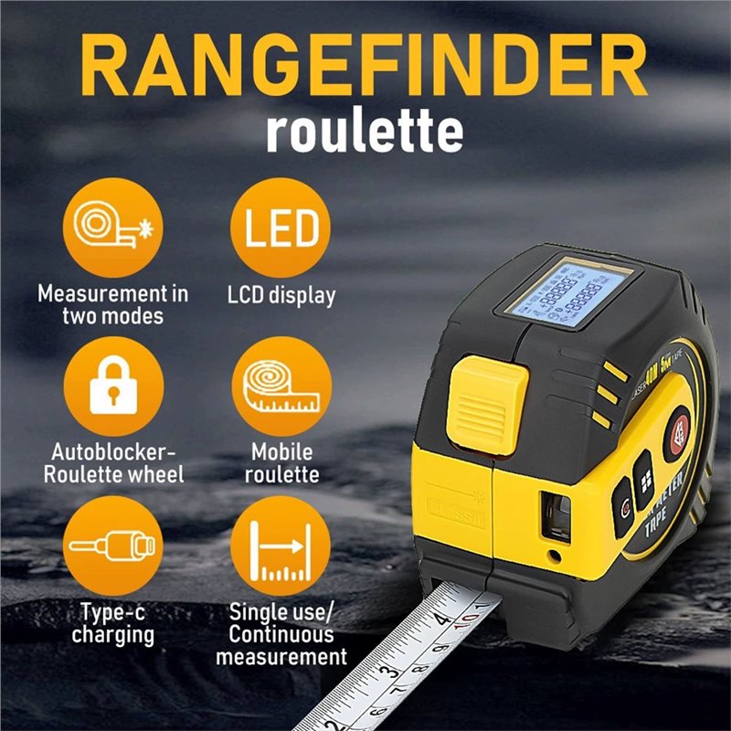 Laser Distance Meter 2 In 1 Tape - Premium-Laser Tape Measure 2 In 1