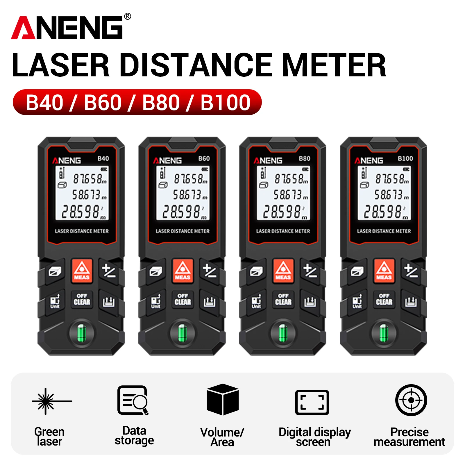 Laser Measure Area Volume Calculator - ANENG B40 B60 B80 B100 Handheld