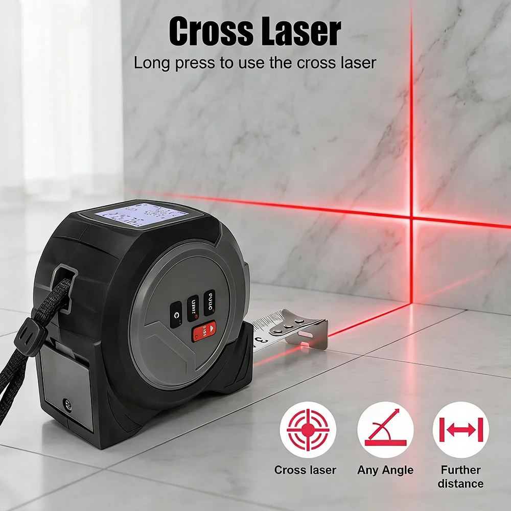 Digital Tape Measure 5M Laser - WENMEICE 40m/60m Laser Tape Measure High