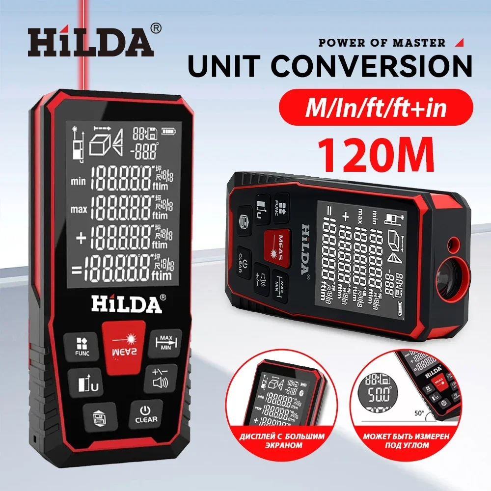 Laser Distance Meter 100M - HILDA Laser Distance 50M/100M/120M Rangefinder Profesional