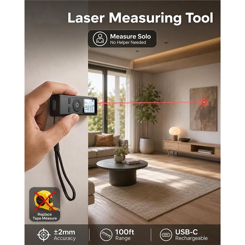 Mini Laser Measure Keychain - BAAG-Mini Laser Measuring Tool, Pocket Size