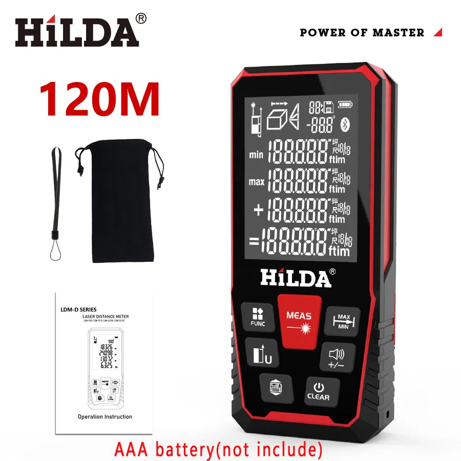 Laser Distance Meter 100M - HILDA Laser Distance 50M/100M/120M Rangefinder Profesional
