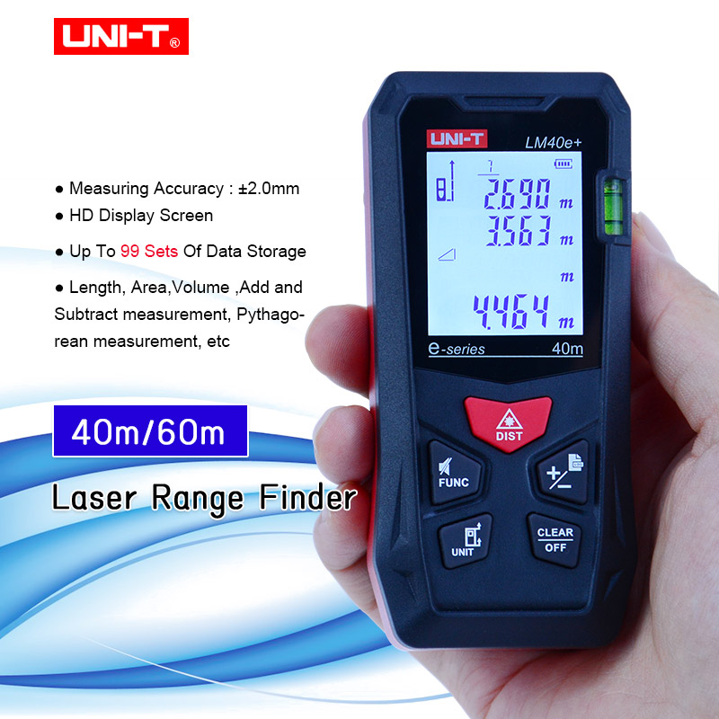 Laser Distance Meter With Bubble Level - UNI-T LM40e+ LM60e+ Laser Rangefinder 40m