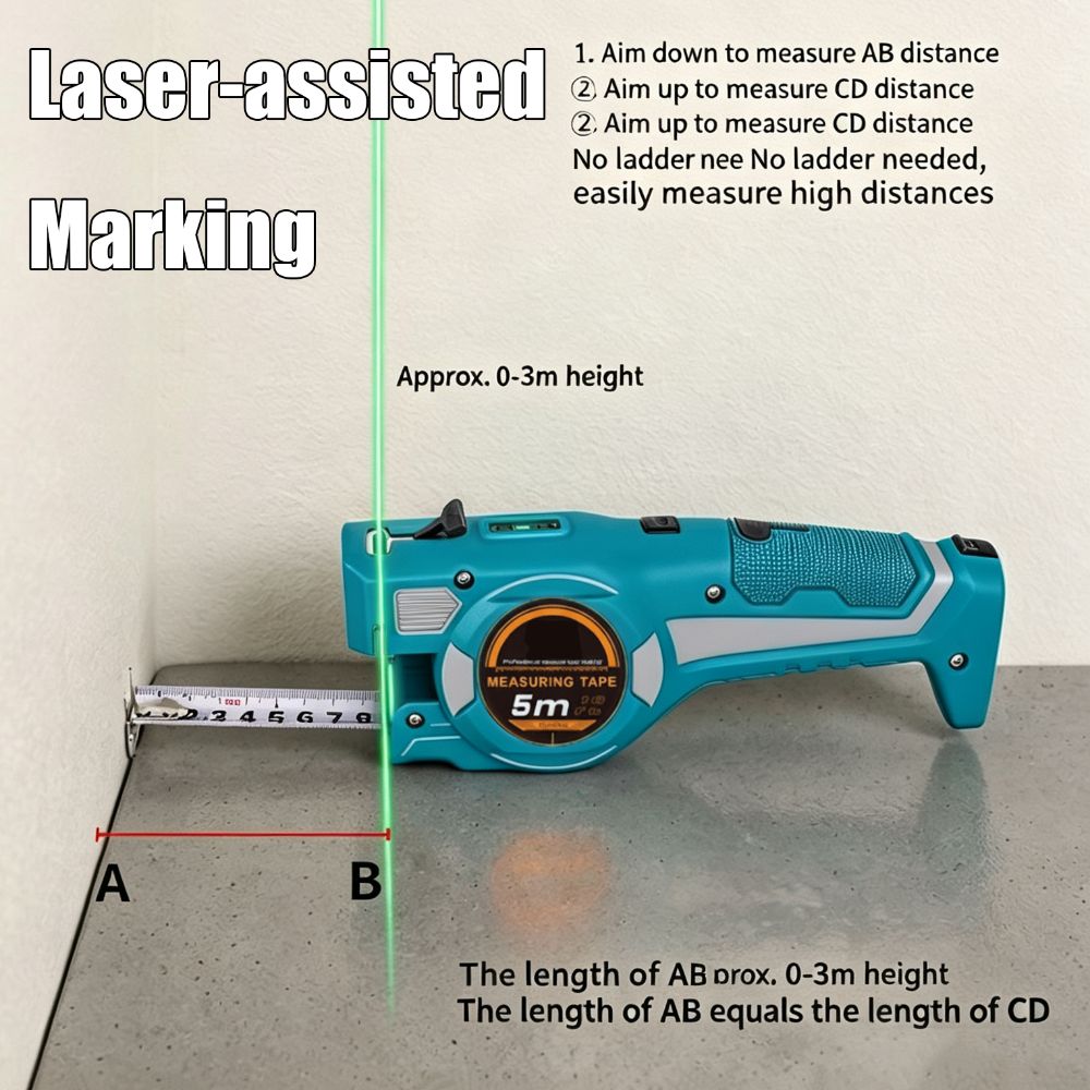 Digital Tape Measure 5M Laser - 3-in-1 Laser Tape Measure High Precision