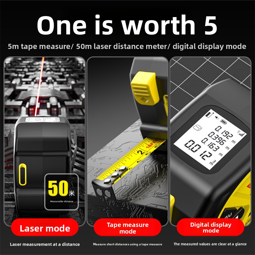 2 in 1 Laser Tape Measure 50m  - Digital Tape Measure 5M Laser 评论和价格