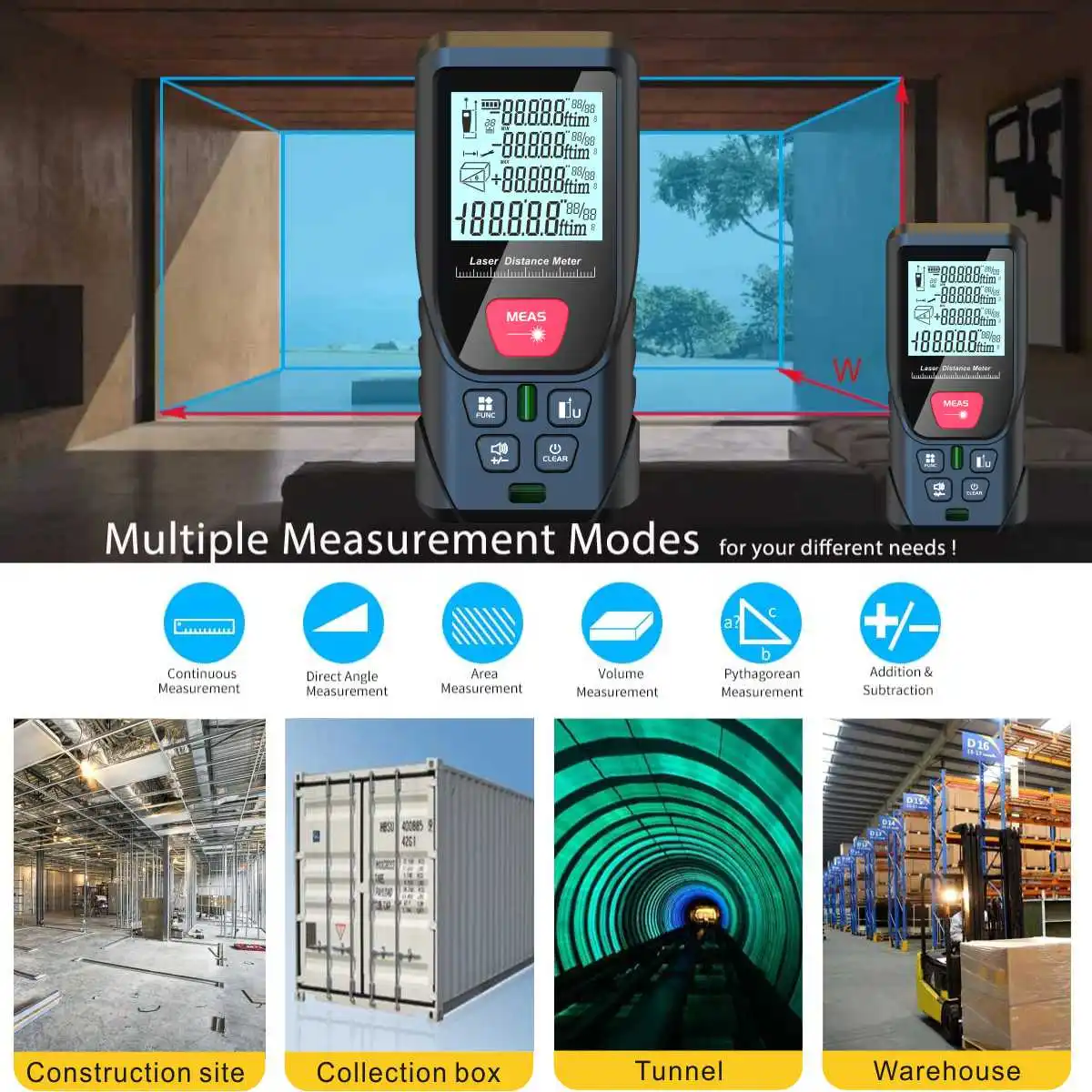 100m Laser Distance Meter 50m  - Laser Distance Meter With Bubble Level 评论和价格