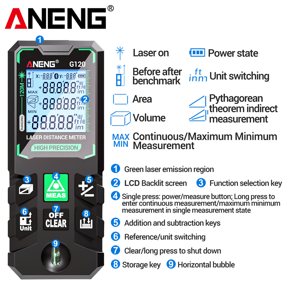 Laser Distance Meter 120M Digi - Laser Distance Meter 100M 评论和价格