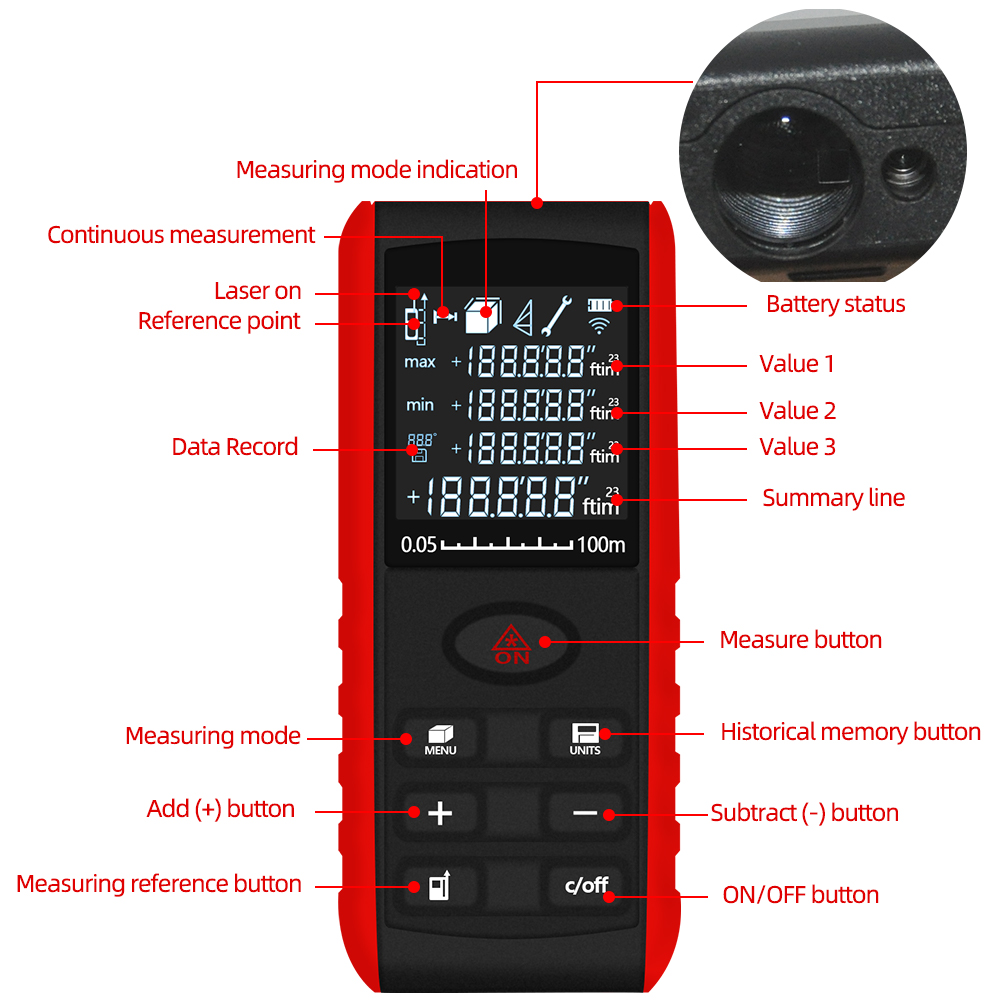 Professional Laser Rangefinder - Laser Distance Meter 100M 评论和价格