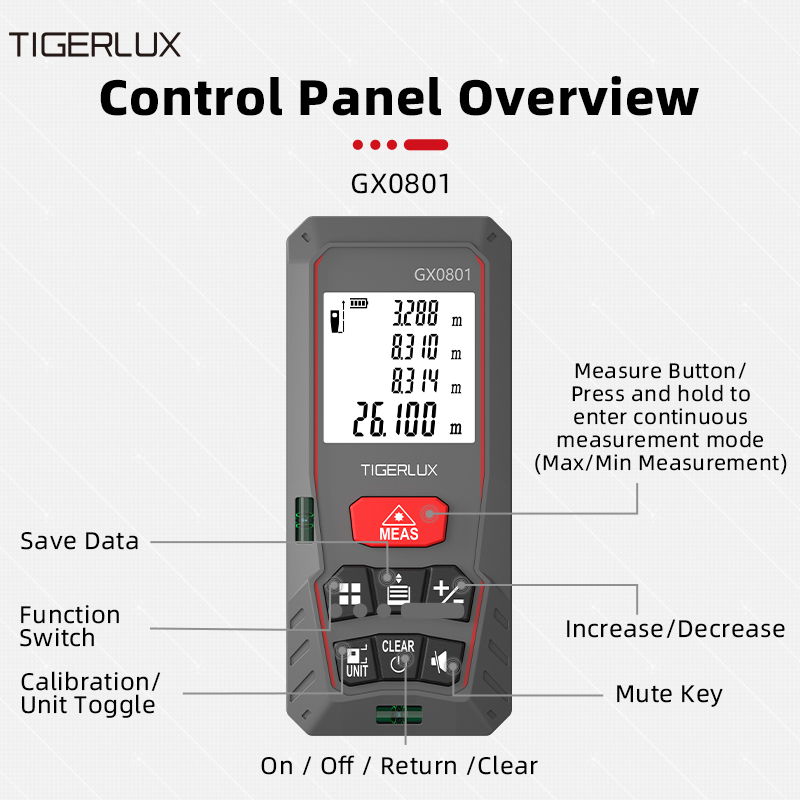 TIGERLUX  GX0801 Handheld 60M  - Laser Distance Meter With Bubble Level 评论和价格