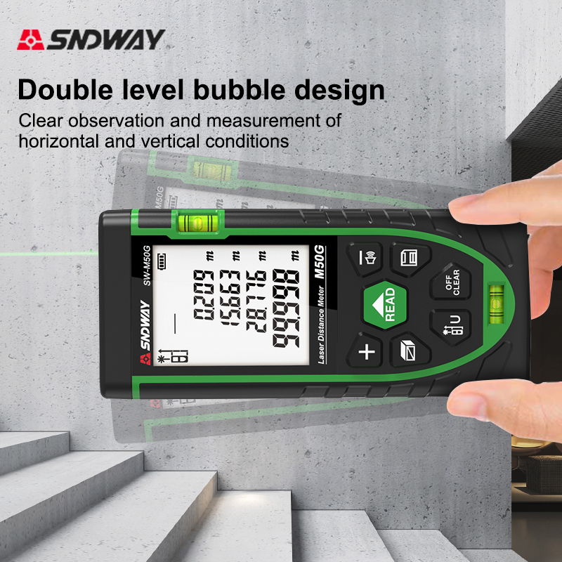 SNDWAY Laser Distance Meter 50 - Laser Distance Meter With Bubble Level 评论和价格