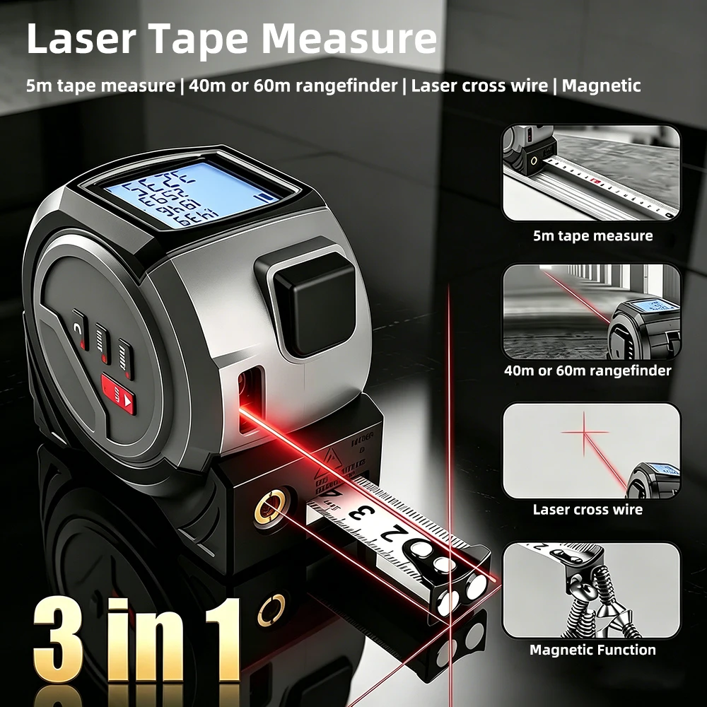 3 in1 Laser Measuring Tape 5M  - Laser Measure Area Volume Calculator 评论和价格