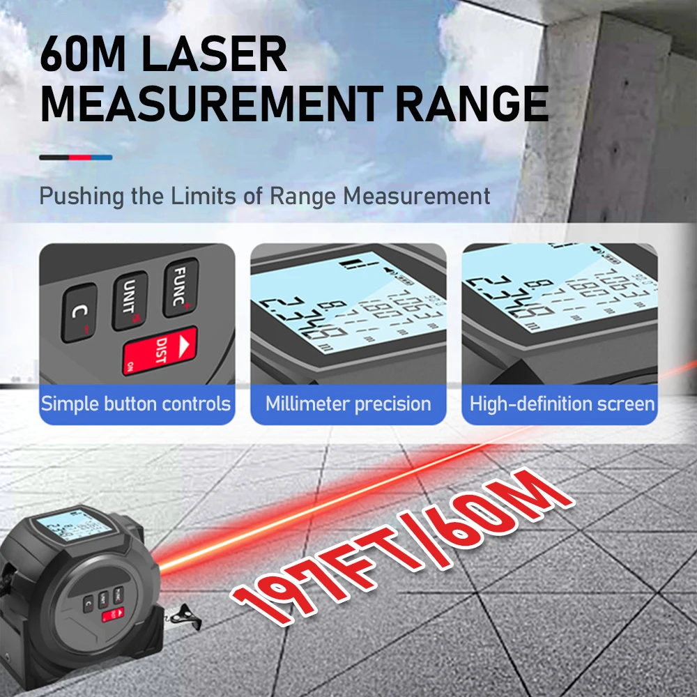 3 in1 Laser Measuring Tape 5M  - Laser Measure Area Volume Calculator 评论和价格